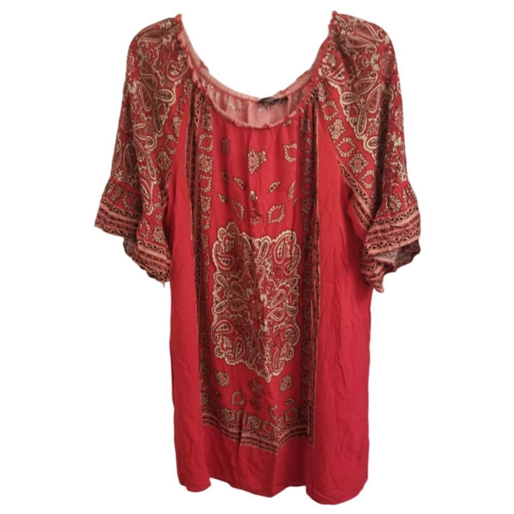 Womens Plus | Red Paisley Top. Rj014A - Picture 2 of 2